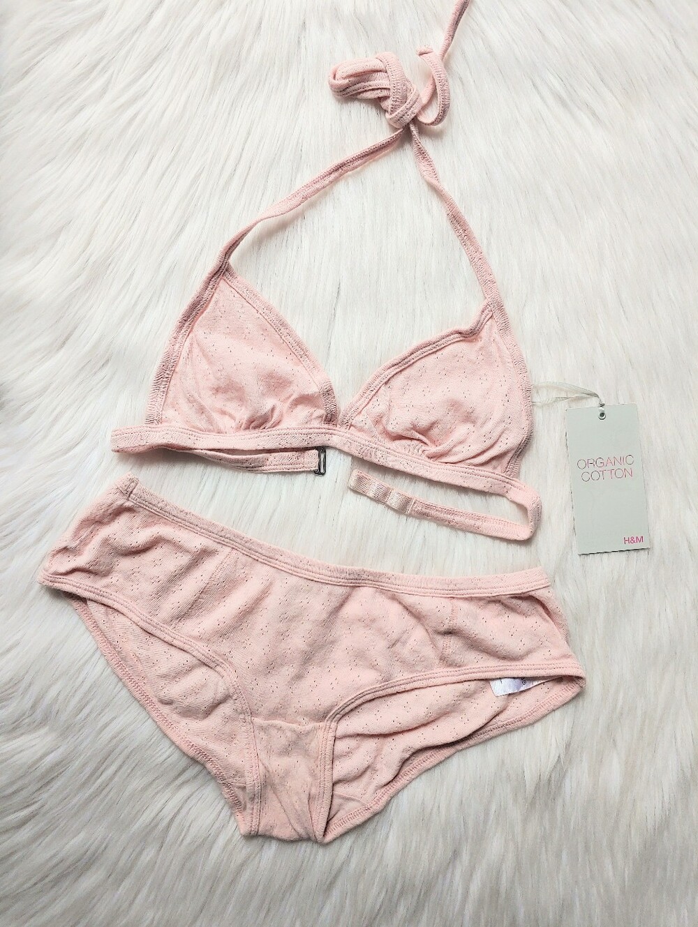 H&M Light Pink Organic Cotton Halter Bikini S 8   kawaii lolita cutesy baby girl